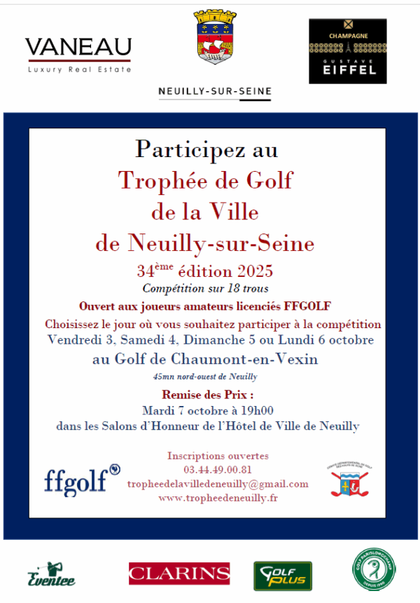 Le Samedi 4 Octobre - 34ème Trophée de Neuilly - Golf de la Bertichère